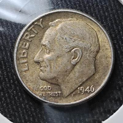 KK钱币收藏小铺 （套币 好品/批量散币 银币）专场  2月预留时间 周末发货 -   1946美国10分银币 早年份