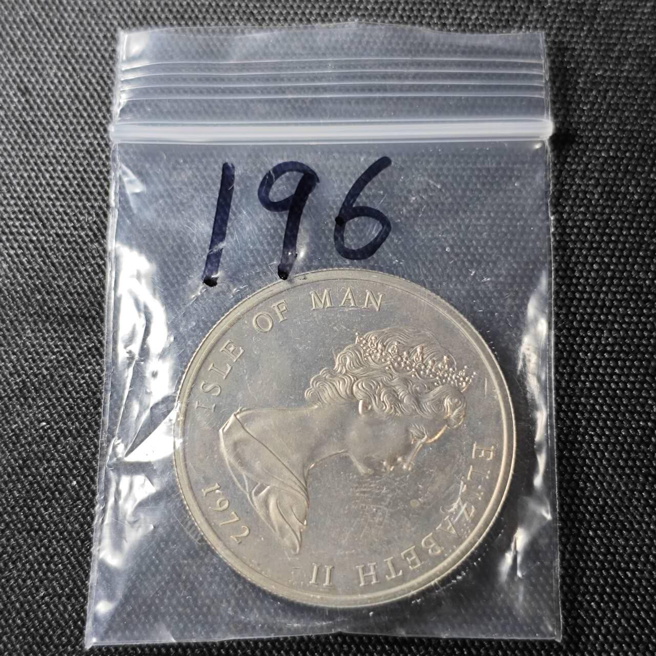 KK钱币收藏小铺 （套币 好品/批量散币 银币）专场  2月预留时间 周末发货  1972马恩岛25便士克朗形纪念币