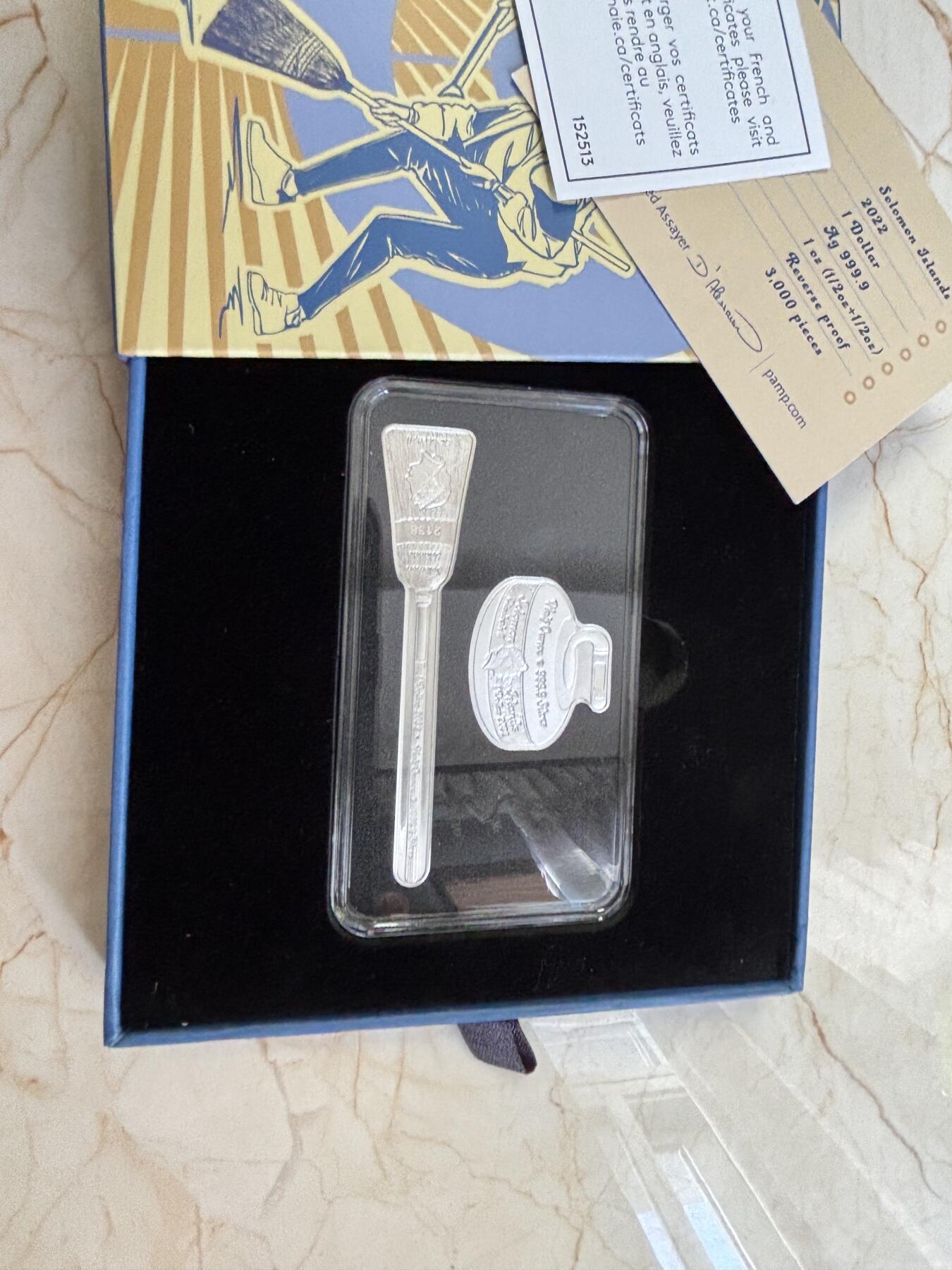 第183期拍卖  所罗门2022年传统体育体育系列冰壶运动银币2枚套，9999银，1/2盎司*2，发行3000枚