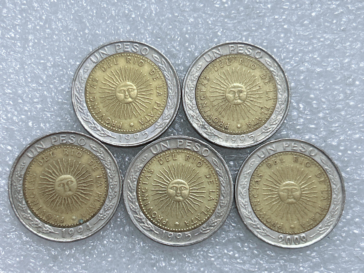 第一海外回流一元起拍收藏 散集专场  第271期 阿根廷1比索双色币 5枚