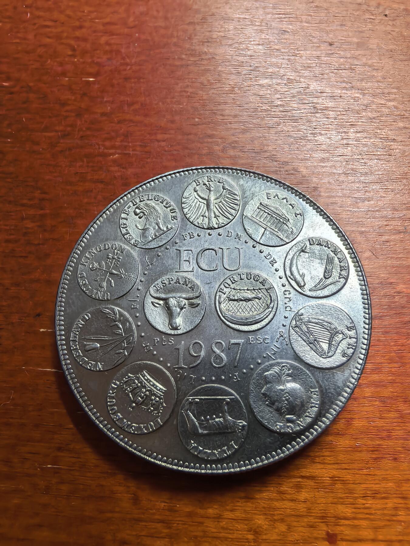 长老汇蛇年精选第七十七场拍卖 1987法国欧罗巴1埃居铜镍币，臆造币，币中币，31克，41MM