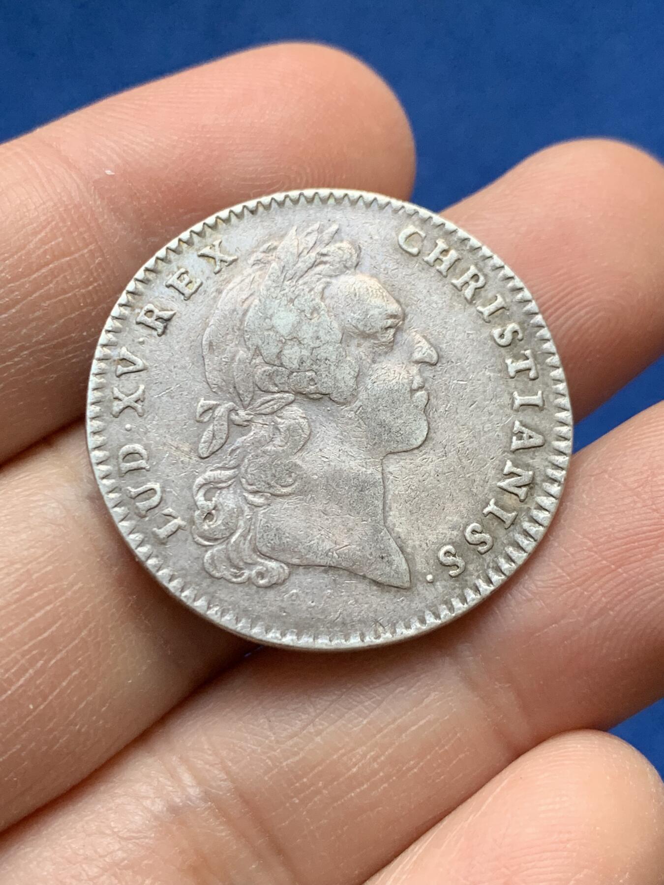 《竞宝斋》第441场 周日，周一，2场连拍 （全场包邮） 法国路易十五-圣路易斯军事圆形银质代币 9.45克 30.2mm