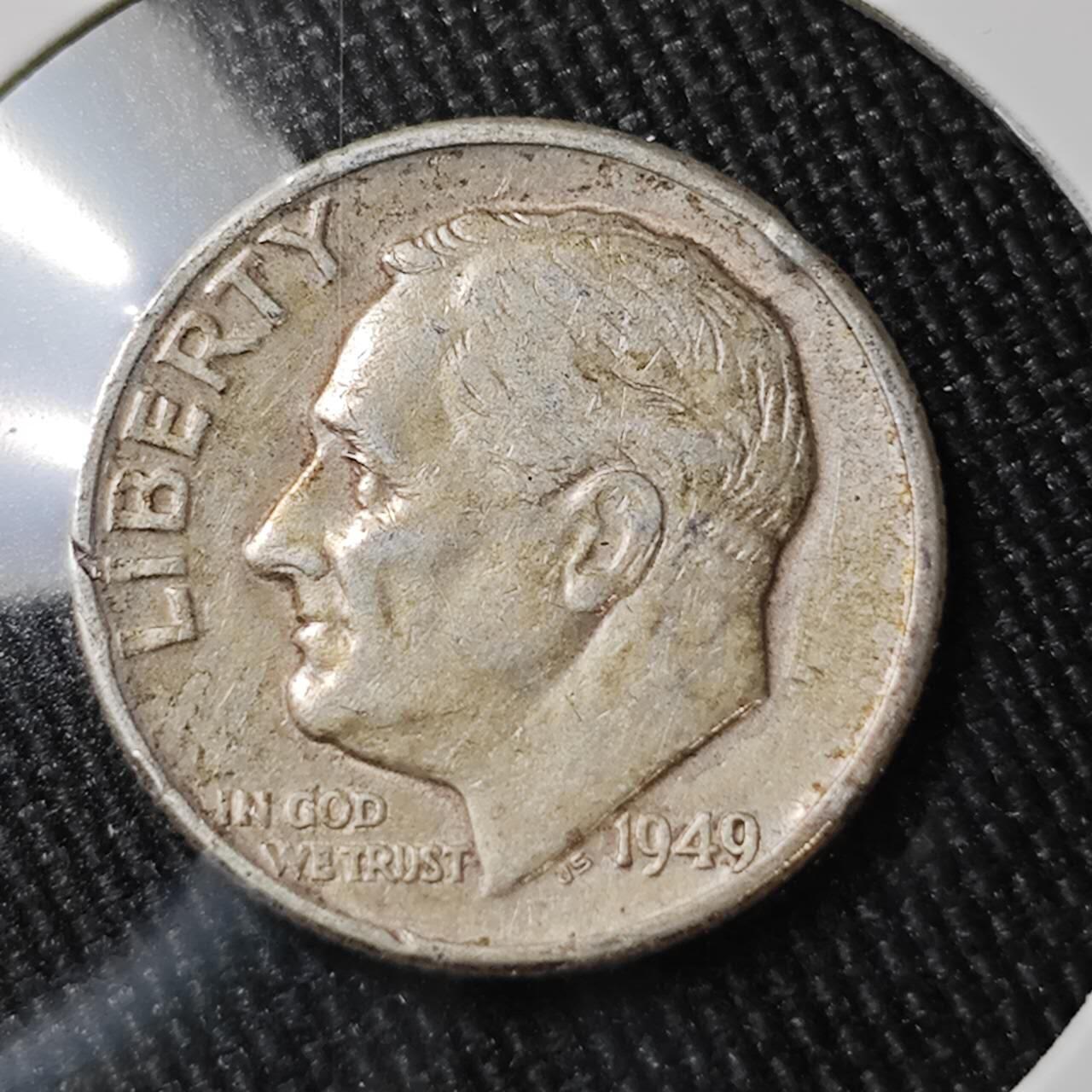 KK钱币收藏小铺 （套币 好品/批量散币 银币）专场  2月预留时间 周末发货   1949美国10分银币