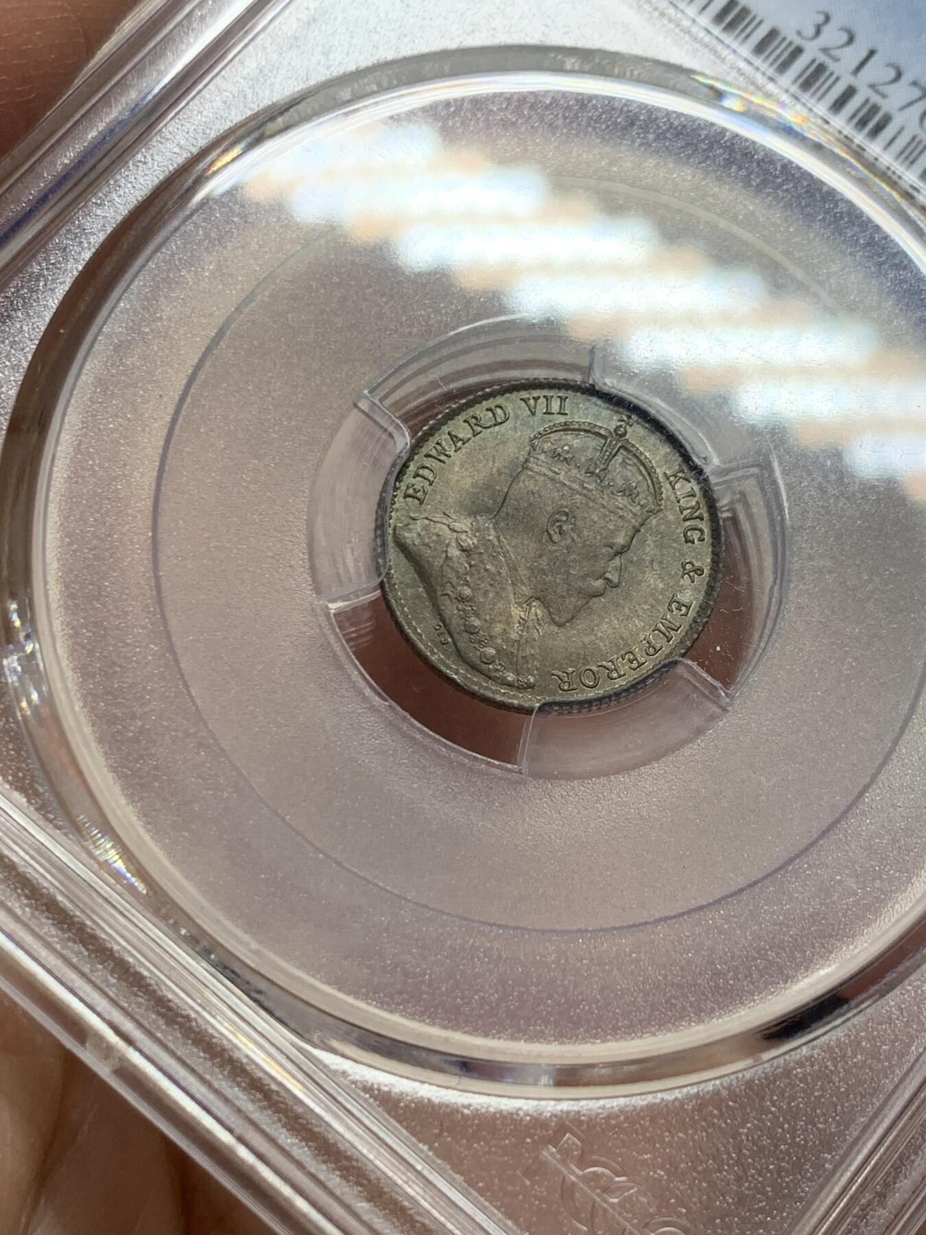 《竞宝斋》第441场 周日，周一，2场连拍 （全场包邮） PCGS MS66 香港1903年爱德华七世五仙 季军分 高评仅7枚 五彩包浆