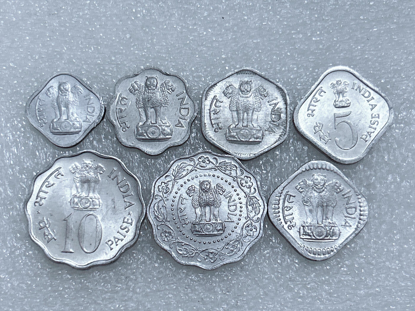 第一海外回流一元起拍收藏 散集专场  第271期 印度铝币一组 7枚 带光好品