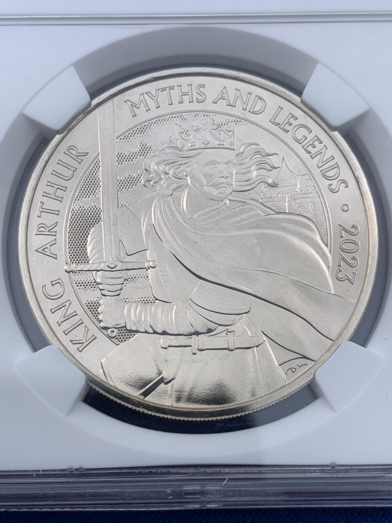 《竞宝斋》第441场 周日，周一，2场连拍 （全场包邮） NGC MS69DPL 英国2023年亚瑟王5英镑