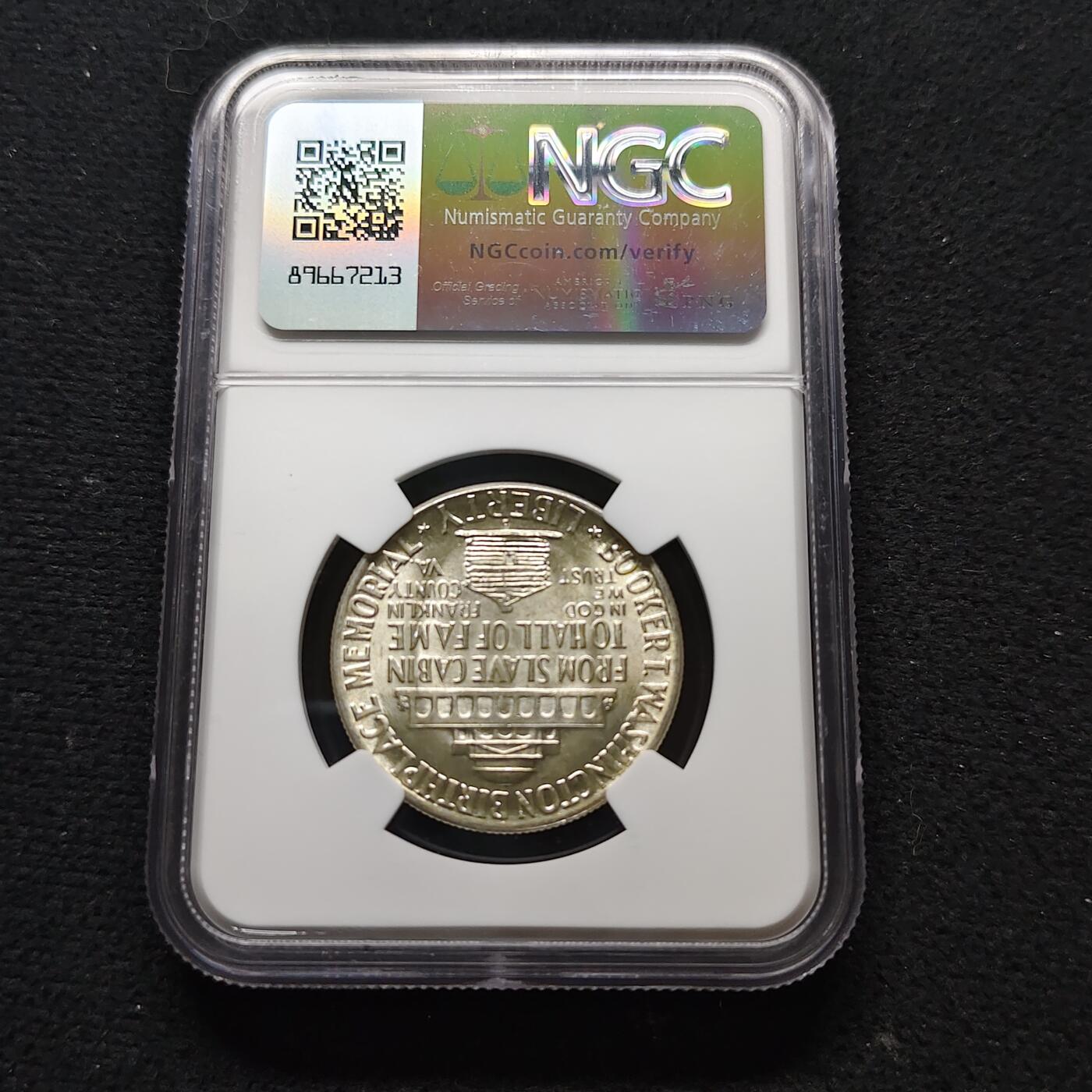 【全场包邮】纯粹捡漏拍481场（免费代拍第18场） 美国1946年半元黑人政治家教育家布克华盛顿纪念银币-NGC MS64