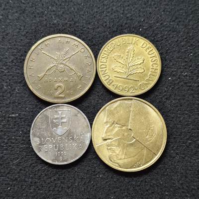 【全场包邮】纯粹捡漏拍480场（免费代拍第17场） - 世界各国各年份散币4枚一组-希腊+斯洛伐克+德国+比利时