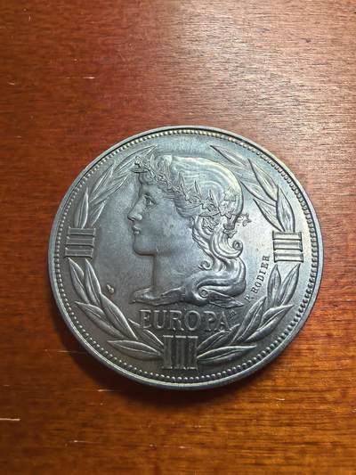 长老汇蛇年精选第七十七场拍卖 - 1987法国欧罗巴1埃居铜镍币，臆造币，币中币，31克，41MM