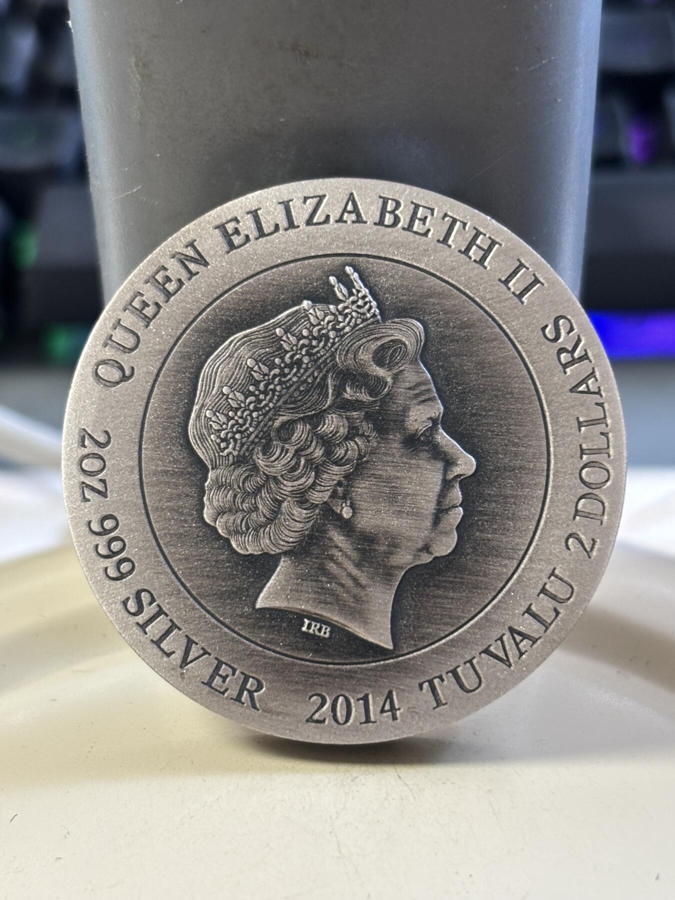 第183期拍卖 图瓦卢2014年奥林匹斯众神2海神波塞冬2盎司纪念银币，999银，发行1500枚