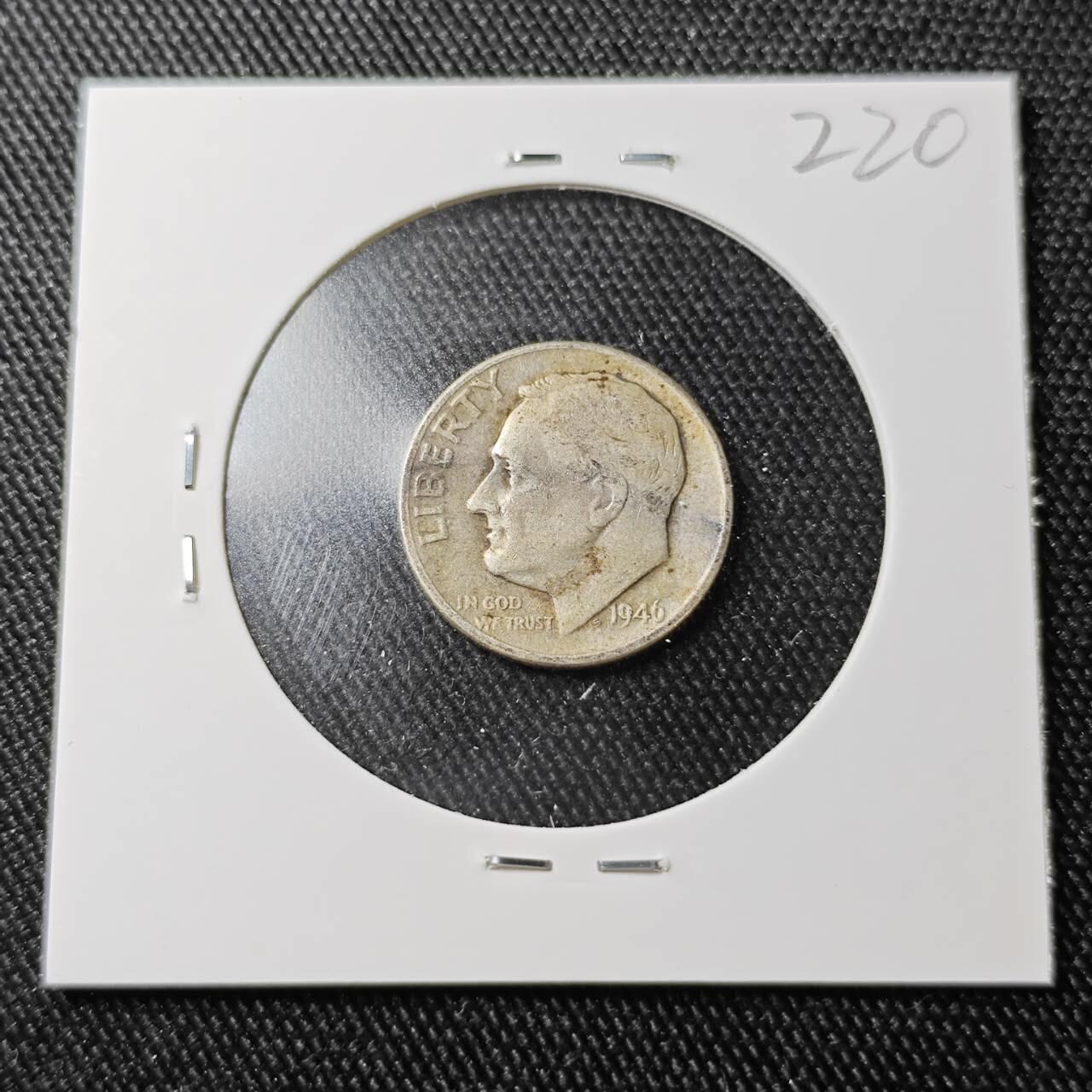 KK钱币收藏小铺 （套币 好品/批量散币 银币）专场  2月预留时间 周末发货   1946美国10分银币