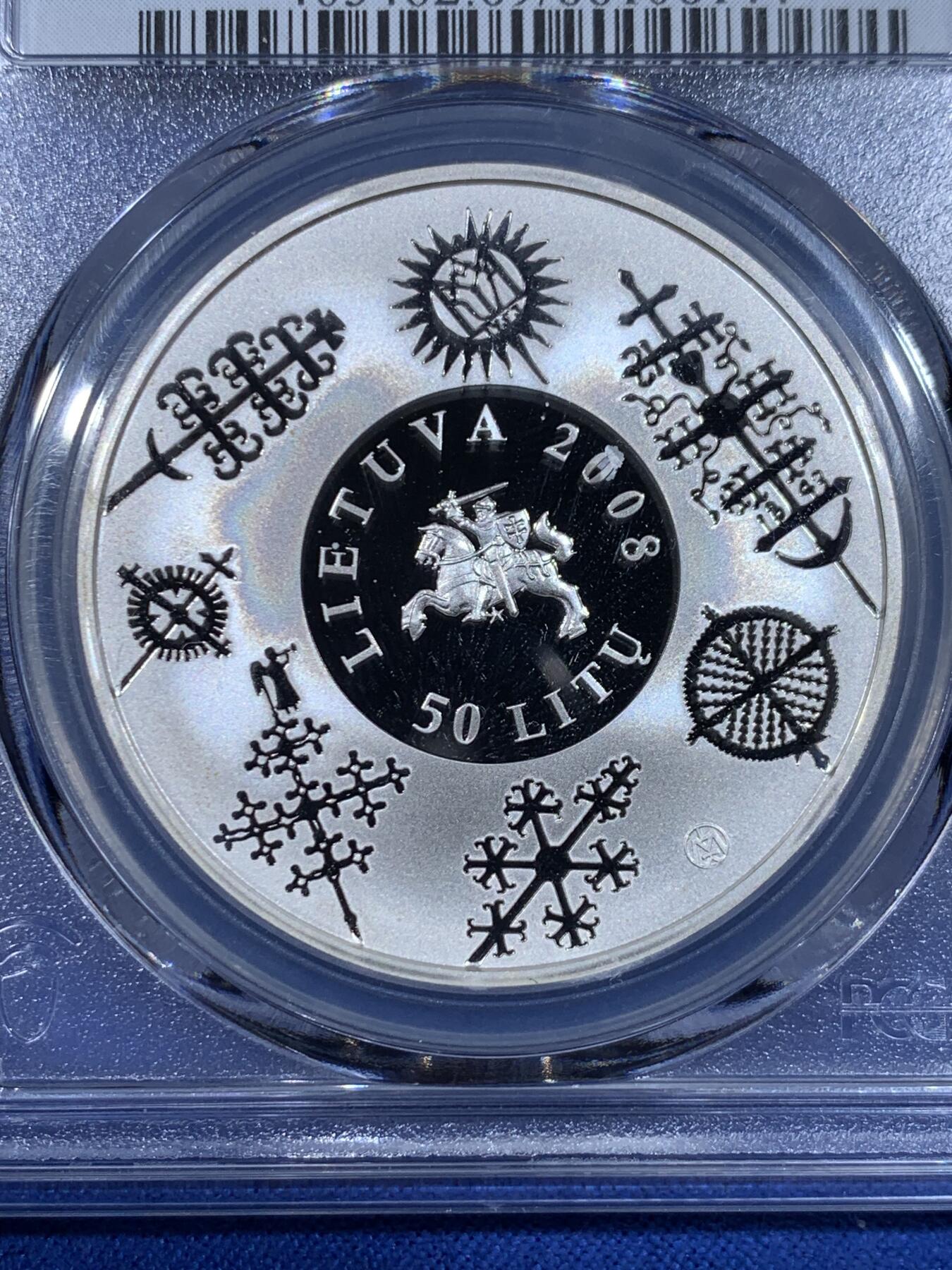 《竞宝斋》第441场 周日，周一，2场连拍 （全场包邮） PCGS PR69DCAM 立陶宛 2008年 50L 文化遗产精致大银币 工艺和设计兼备 非常漂亮