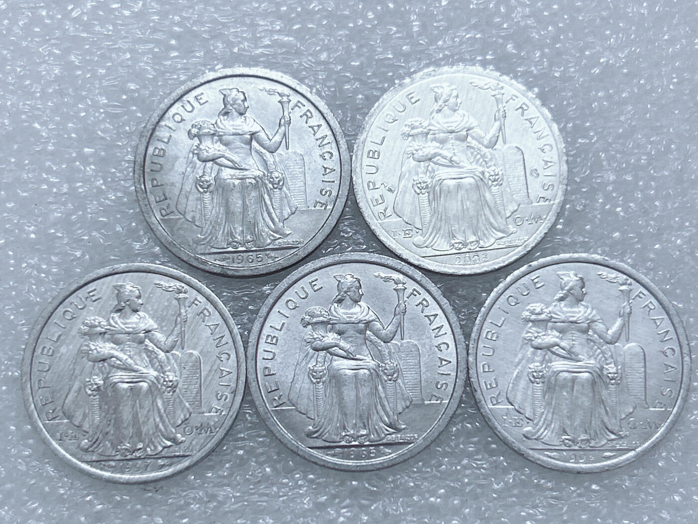 第一海外回流一元起拍收藏 散集专场  第271期 法属波利尼西亚1法郎铝币 5枚