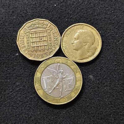 【全场包邮】纯粹捡漏拍480场（免费代拍第17场） - 世界各国各年份散币3枚一组-英国+法国