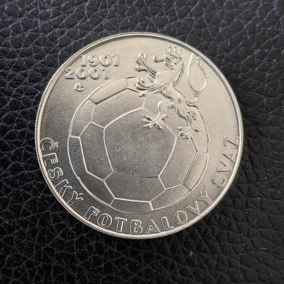 道一币馆币章第一百五十七场 - 捷克2001年捷克足球联盟成立百年200克朗银币 13g 900s 23000