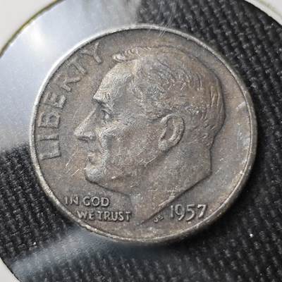 KK钱币收藏小铺 （套币 好品/批量散币 银币）专场  2月预留时间 周末发货 -   1957美国10分银币