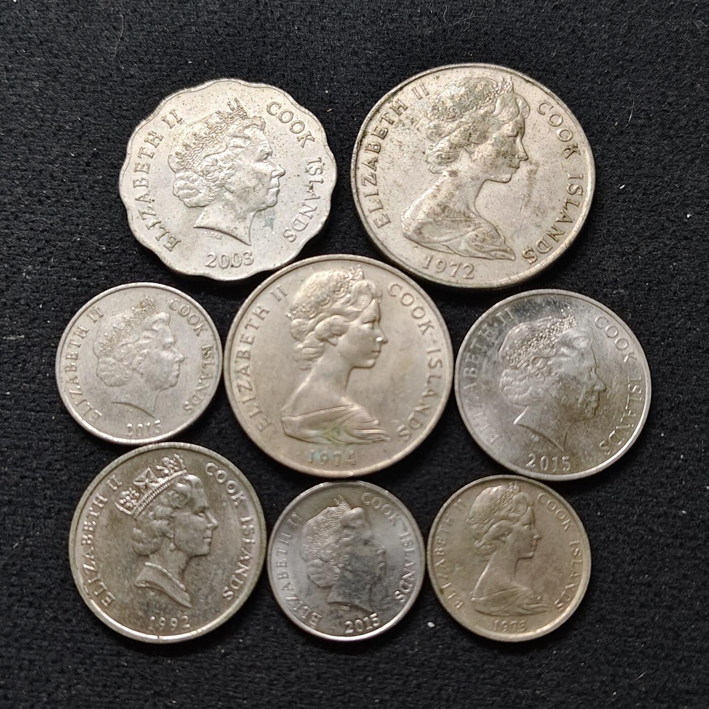 【全场包邮】纯粹捡漏拍480场（免费代拍第17场） 库克群岛各年份8枚套币-含10-20-50分大小版