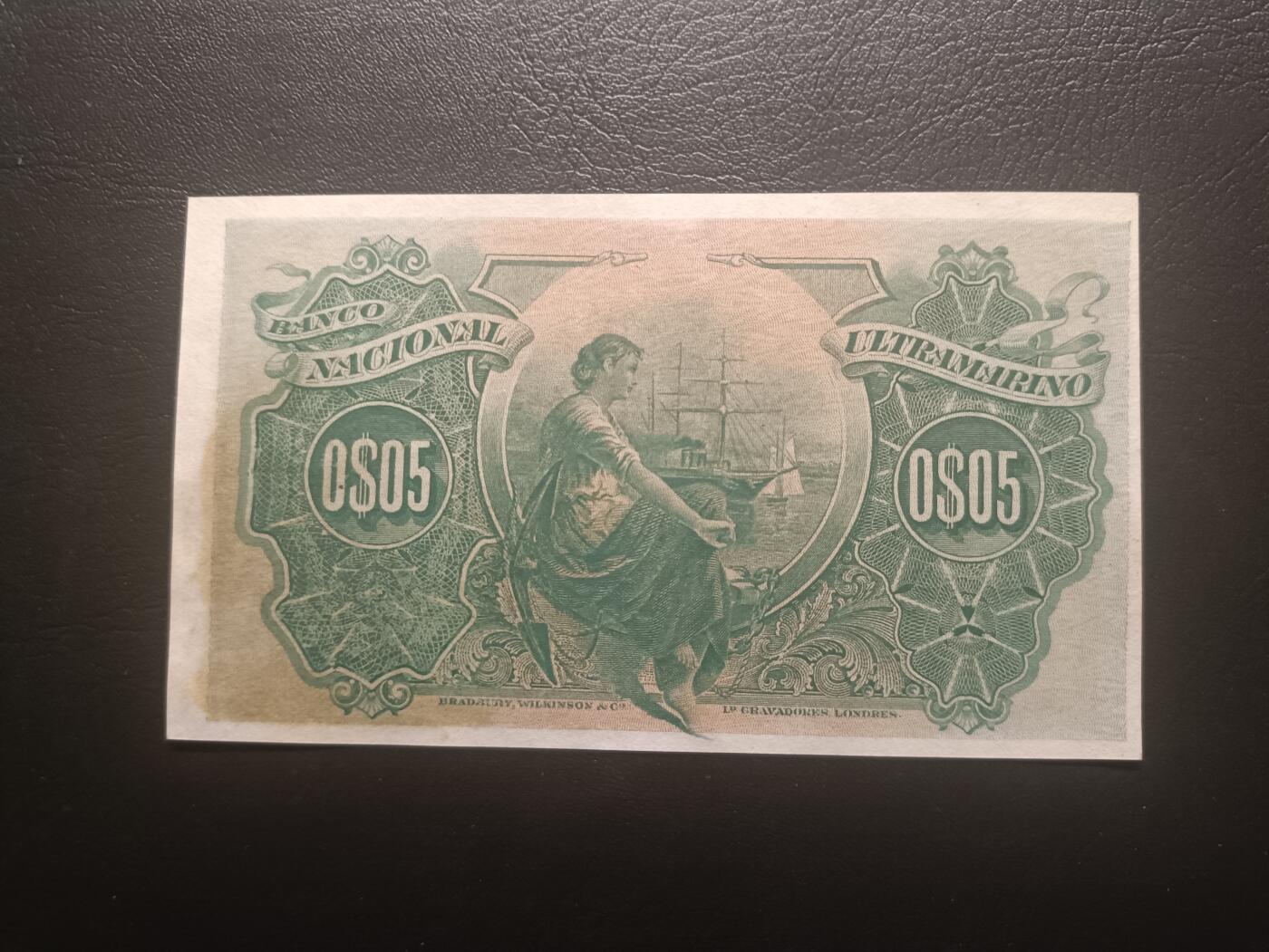 2025十一月第六期，总第204期 葡属佛得角1914年5分UNC-，稀有葡属殖民地品种，经典的大西洋银行目送船队出海图案