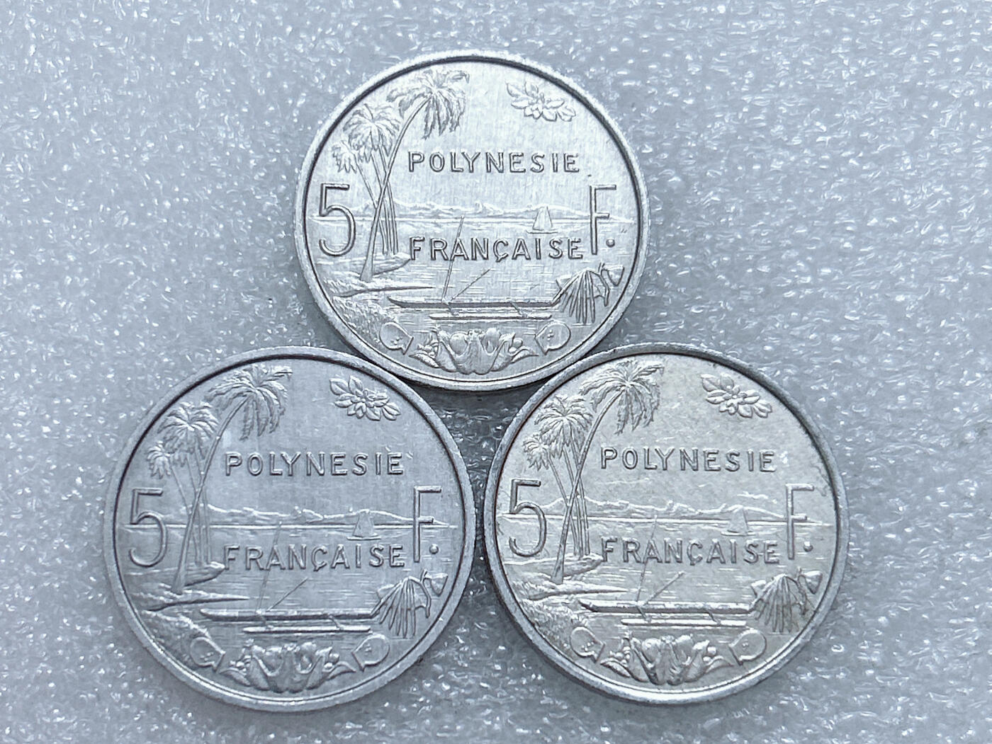 第一海外回流一元起拍收藏 散集专场  第271期 法属波利尼西亚5法郎铝币 3枚
