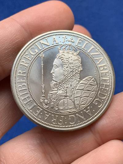 《竞宝斋》第441场 周日，周一，2场连拍 （全场包邮） - 仿英国伊丽莎白一世1克朗 纪念章 20.9克，37.9mm