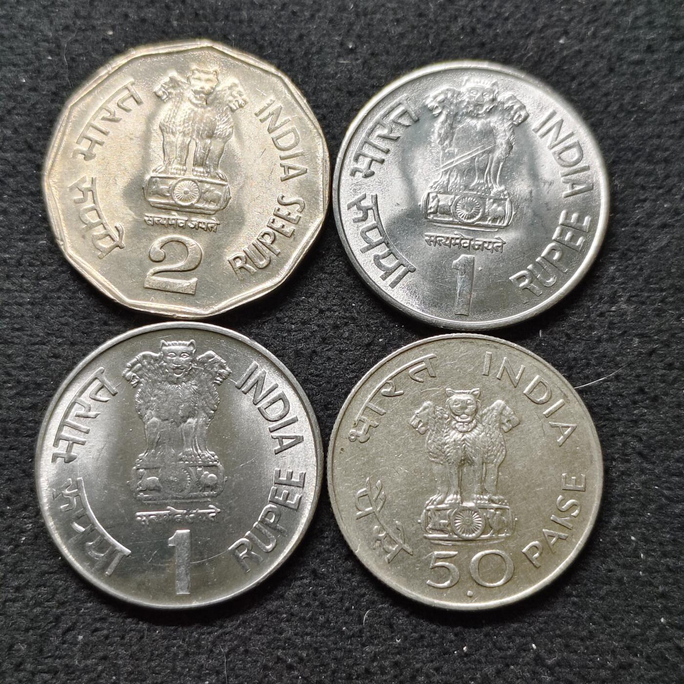 【全场包邮】纯粹捡漏拍480场（免费代拍第17场） 印度历史名人纪念币4枚一组