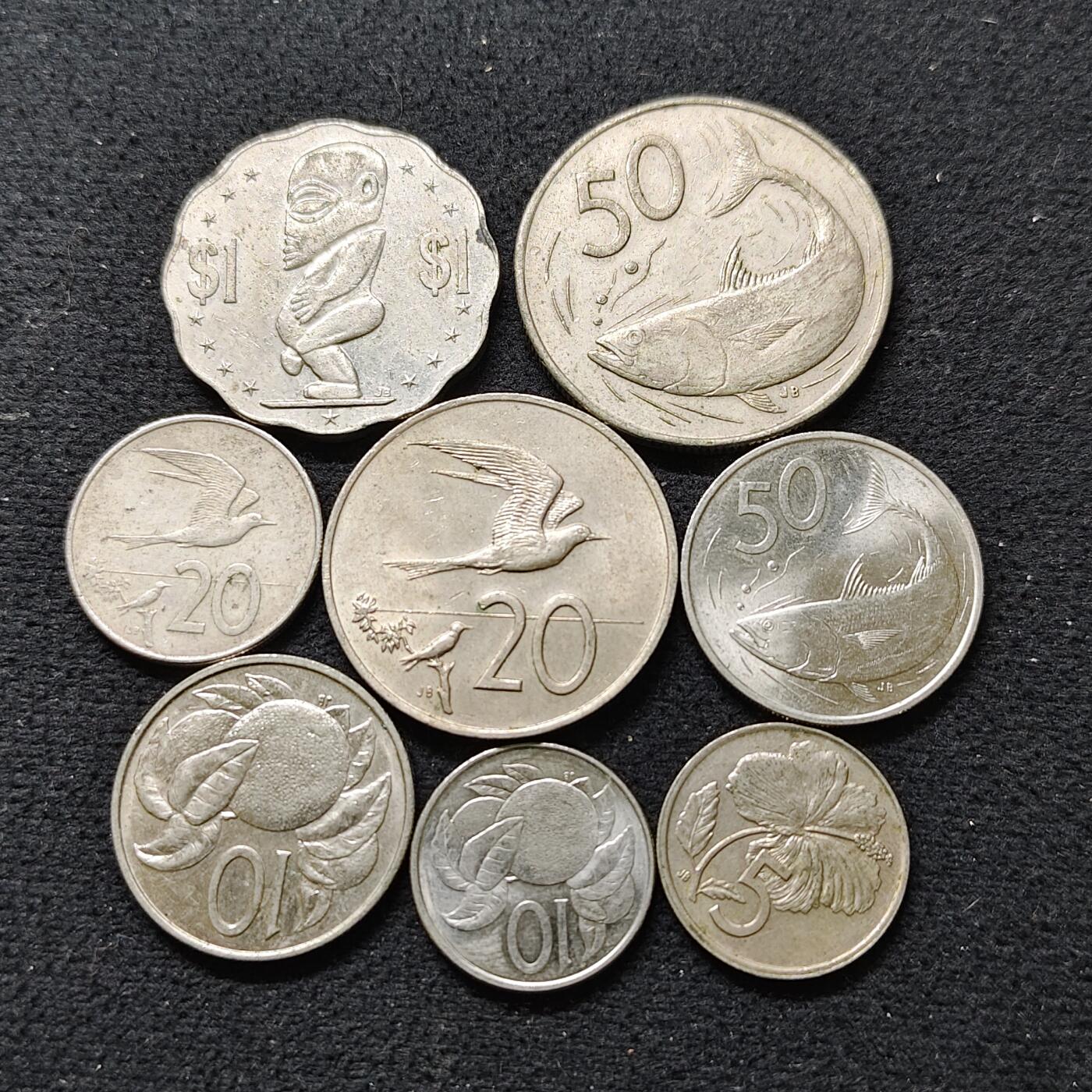 【全场包邮】纯粹捡漏拍480场（免费代拍第17场） 库克群岛各年份8枚套币-含10-20-50分大小版