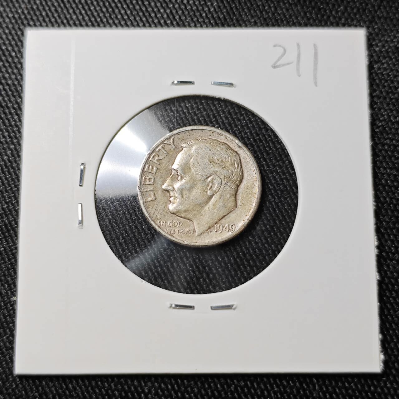 KK钱币收藏小铺 （套币 好品/批量散币 银币）专场  2月预留时间 周末发货   1949美国10分银币