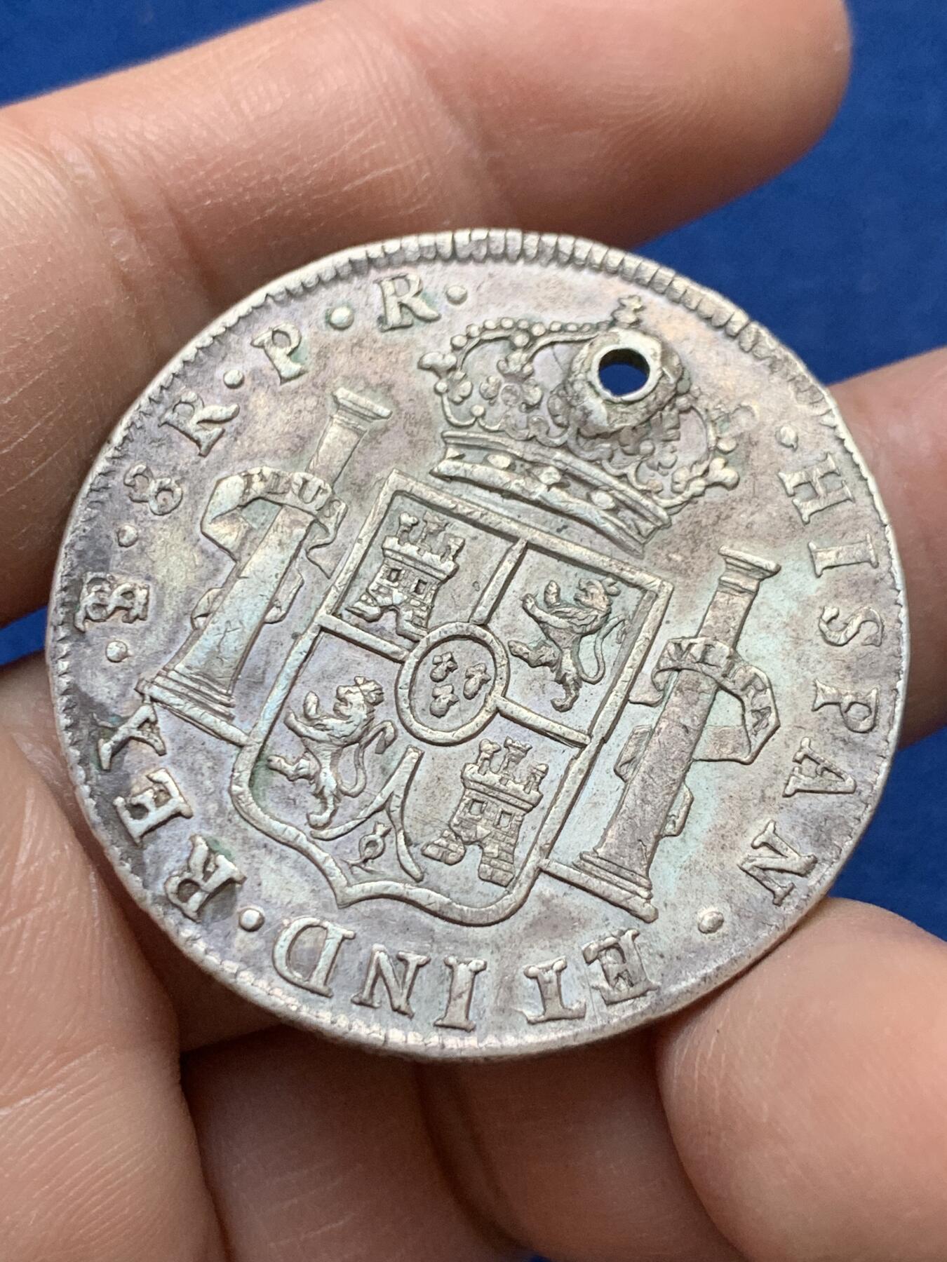 《竞宝斋》第441场 周日，周一，2场连拍 （全场包邮） 西属玻利维亚1778年卡洛斯三世双柱银币，人像清晰 细节见图