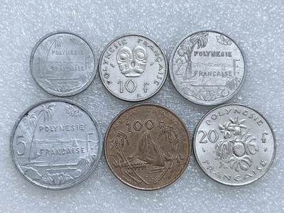 第一海外回流一元起拍收藏 散集专场  第271期 - 法属波利尼西亚1--100法郎硬币6枚套