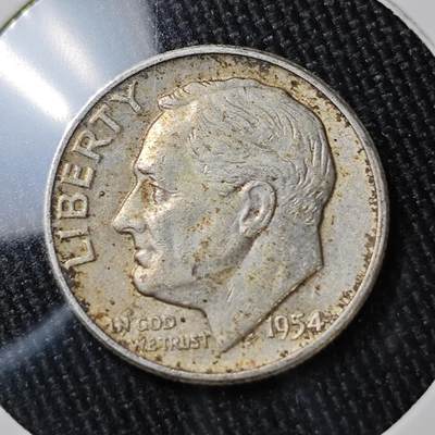 KK钱币收藏小铺 （套币 好品/批量散币 银币）专场  2月预留时间 周末发货 -   1954美国10分银币