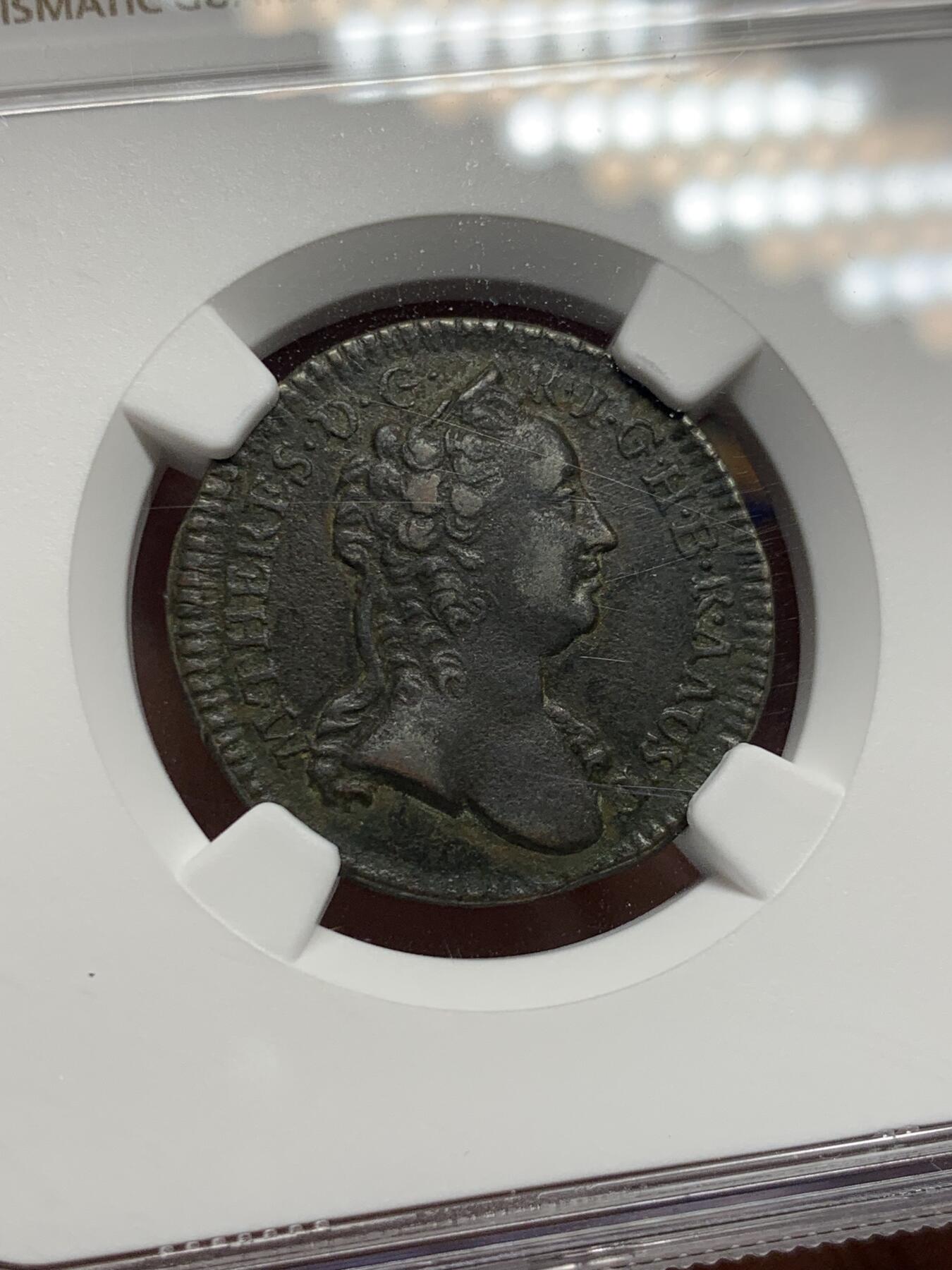 《竞宝斋》第441场 周日，周一，2场连拍 （全场包邮） NGC XFD 神圣罗马帝国 1762 早期1克鲁泽铜币