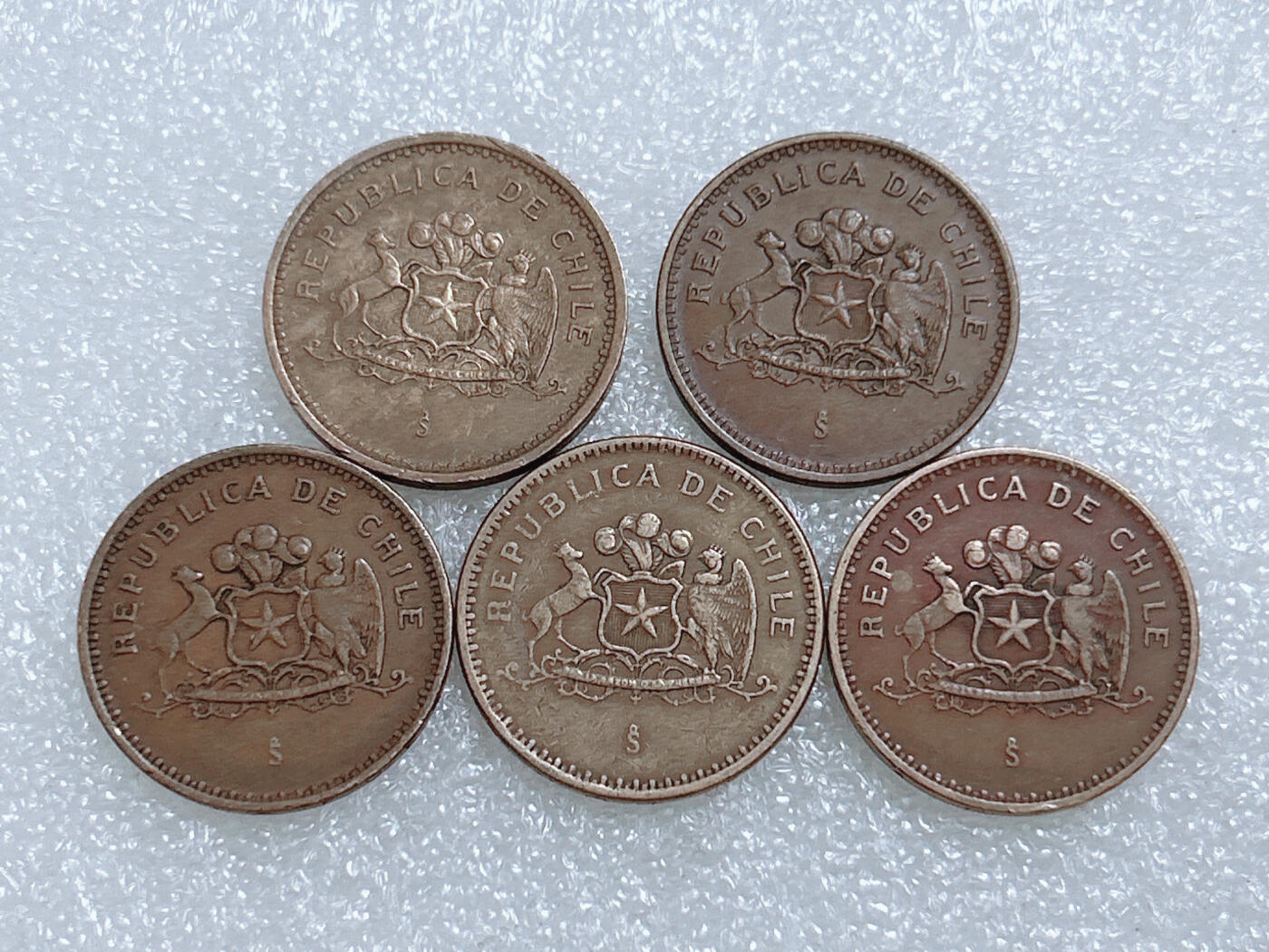第一海外回流一元起拍收藏 散集专场  第271期 智利100比索硬币 5枚