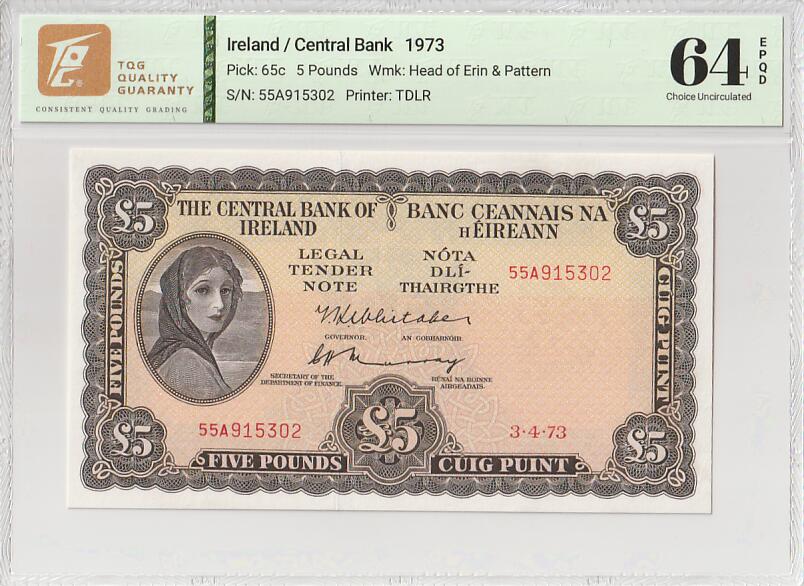 2025十一月第六期，总第204期 爱尔兰1973年5镑TQG64epqd无47，爱尔兰人格化象征“拉维利夫人”