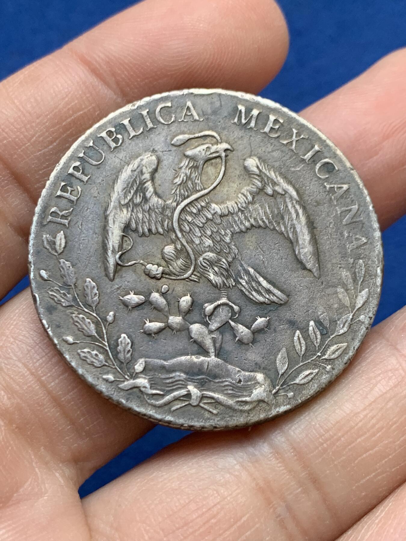 《竞宝斋》第441场 周日，周一，2场连拍 （全场包邮） 墨西哥1895 GO RS版 8R鹰洋银币 好品原味黑包浆 细节见图