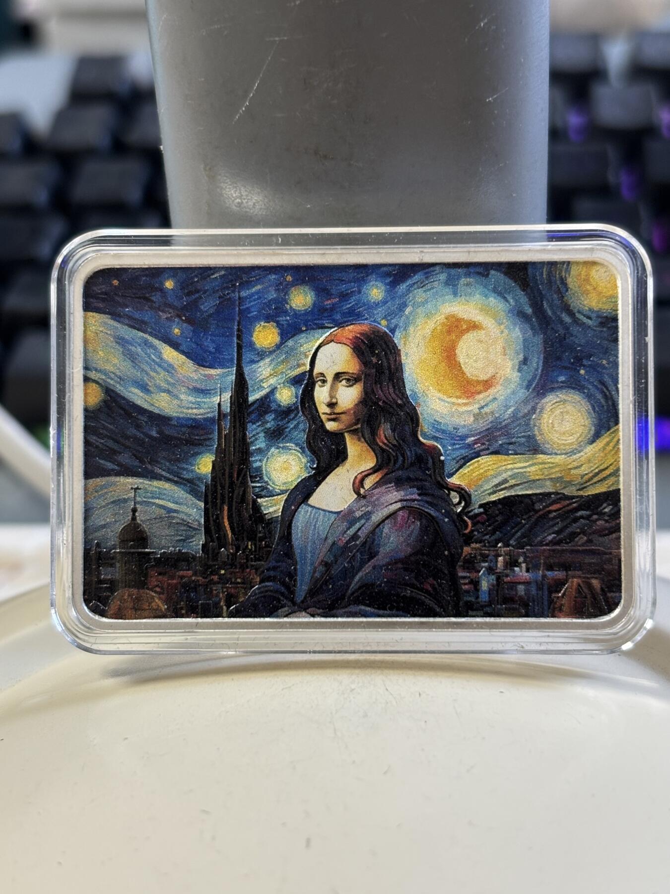 第183期拍卖 斐济2024年星空下的蒙娜丽莎2盎司矩形纪念彩银币，999银，发行300枚，