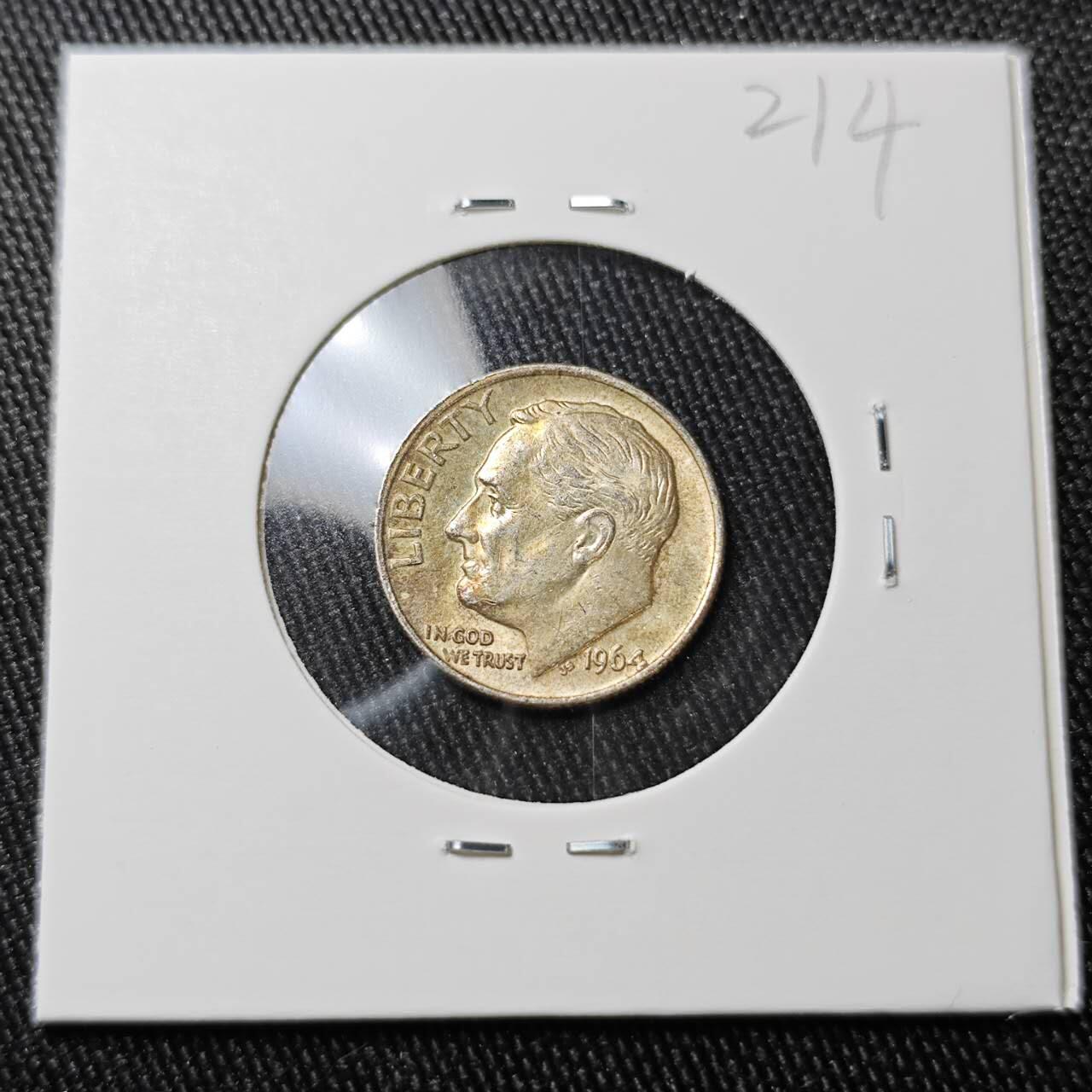 KK钱币收藏小铺 （套币 好品/批量散币 银币）专场  2月预留时间 周末发货   1964美国10分银币