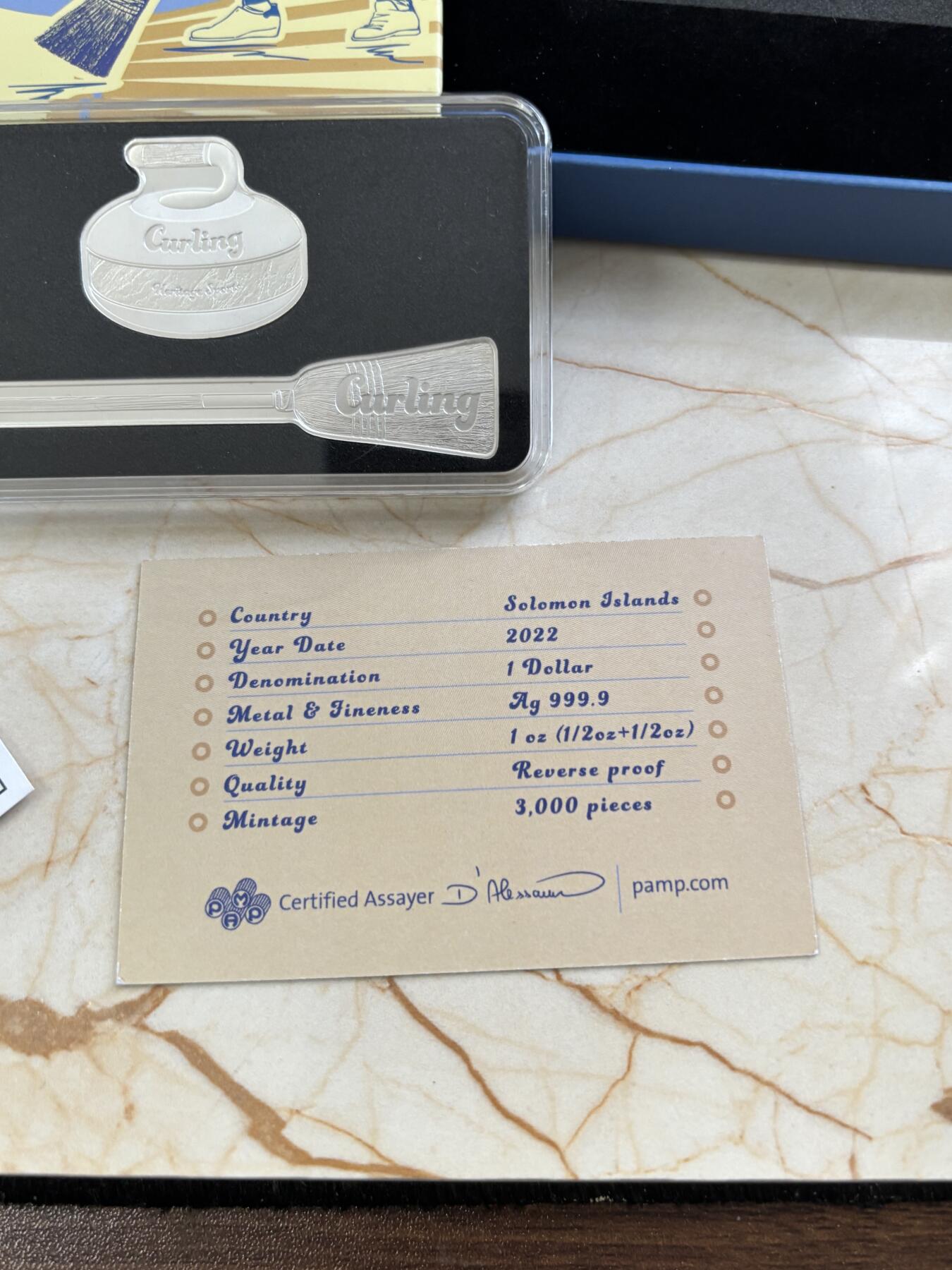 第183期拍卖  所罗门2022年传统体育体育系列冰壶运动银币2枚套，9999银，1/2盎司*2，发行3000枚