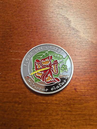 长老汇蛇年精选第七十七场拍卖 - 1997古巴加勒比野生植物木槿5比索彩色珐琅质精制银币，7克999银