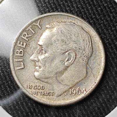 KK钱币收藏小铺 （套币 好品/批量散币 银币）专场  2月预留时间 周末发货 -   1964美国10分银币