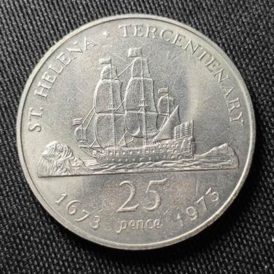 KK钱币收藏小铺 （套币 好品/批量散币 银币）专场  2月预留时间 周末发货 -  1973圣赫勒拿25便士克朗形纪念币 好品