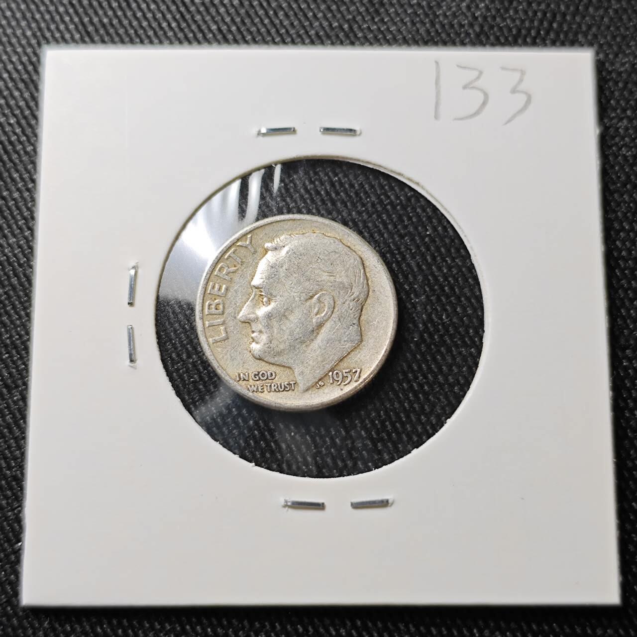 KK钱币收藏小铺 （套币 好品/批量散币 银币）专场  2月预留时间 周末发货   1957美国10分银币