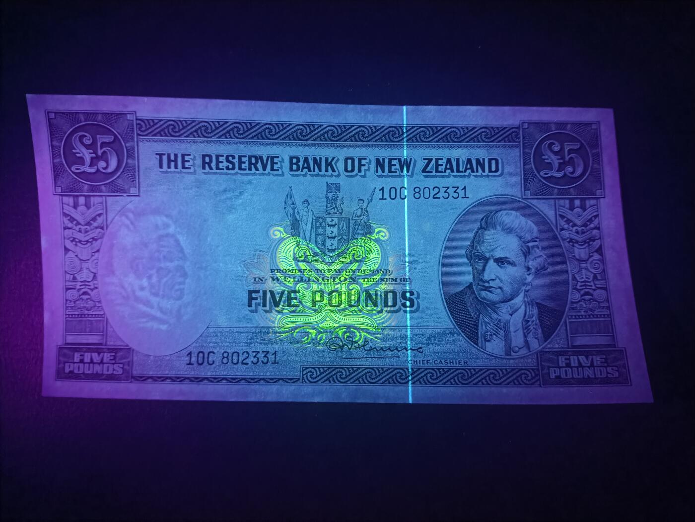 2025十一月第六期，总第204期 新西兰1956年5镑AUNC无47，库克船长和陶波湖，稀有中高面值