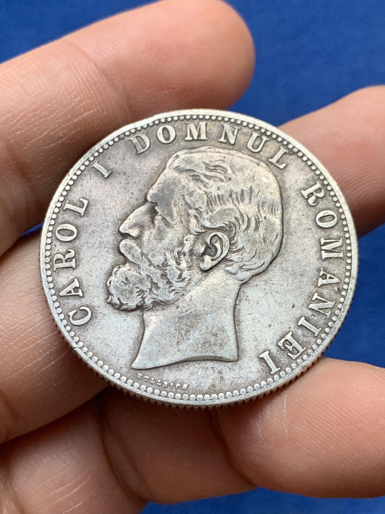 《竞宝斋》第441场 周日，周一，2场连拍 （全场包邮） 罗马尼亚1880年5L 大银币