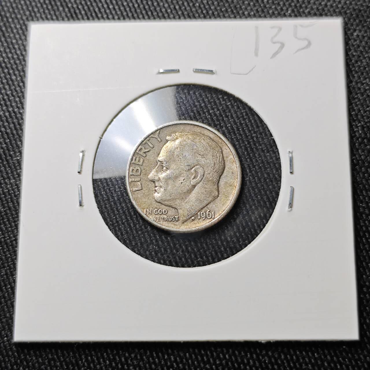 KK钱币收藏小铺 （套币 好品/批量散币 银币）专场  2月预留时间 周末发货   1961美国10分银币