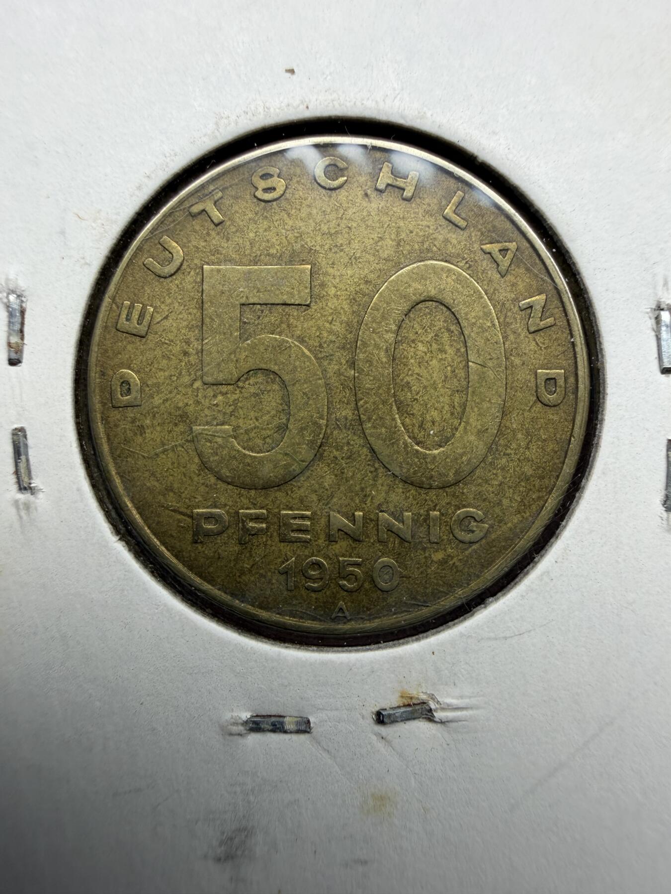 2025年集古藏今外币拍卖第十期-第9场—（总第289拍），可以寄存60天，满160元包邮。 1950年东德50芬尼
