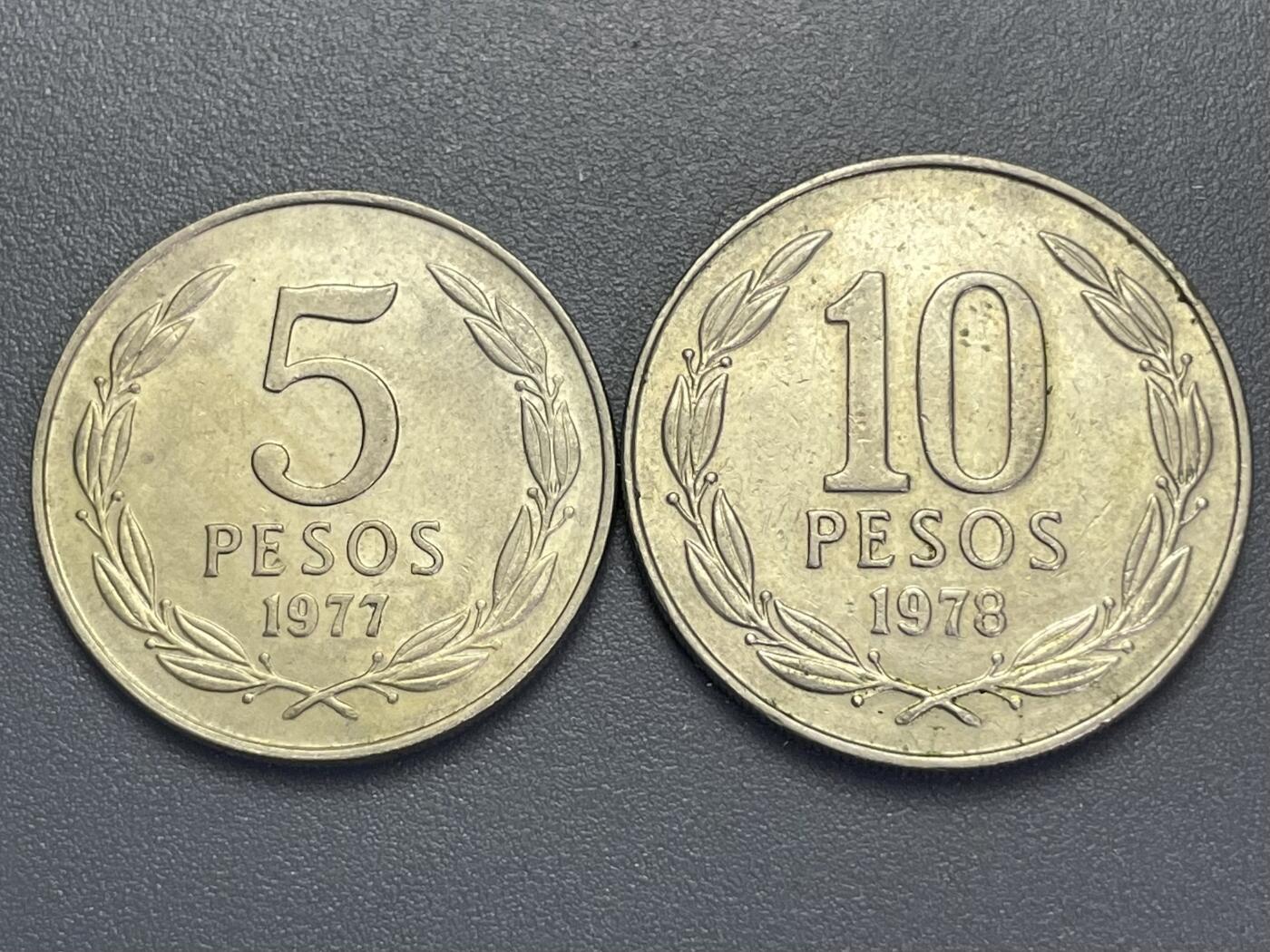 回流1123 智利1973年“自由女神”系列流通硬币（实际发行于1976-1990年，币面标注1973年为纪念日期）带翼自由女神像（双手高举、挣脱锁链，象征1973年智利军事政变后的“自由”叙事）