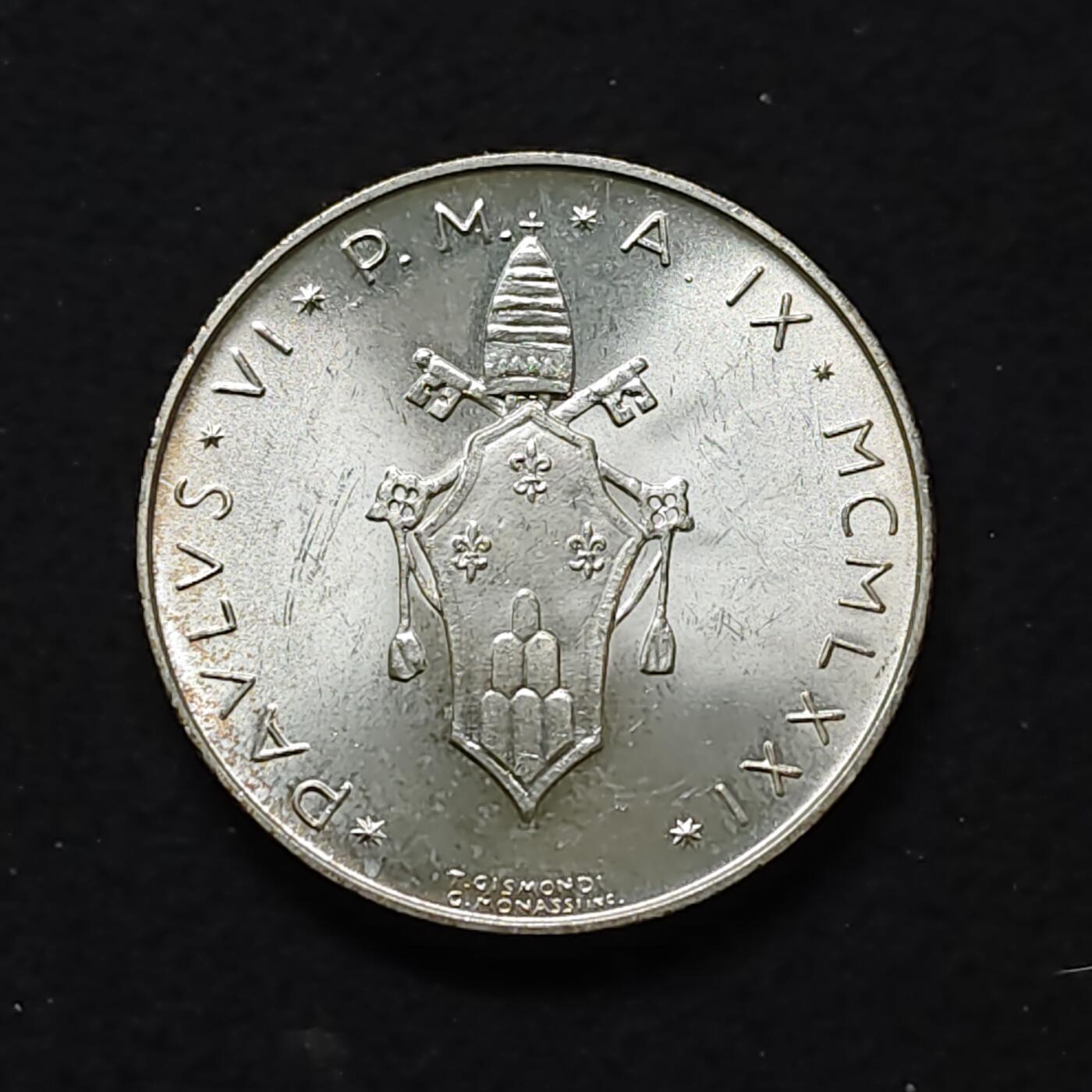 【全场包邮】纯粹捡漏拍483场（免费代拍第20场） 梵蒂冈1971年500里拉（29.3毫米11克）银币