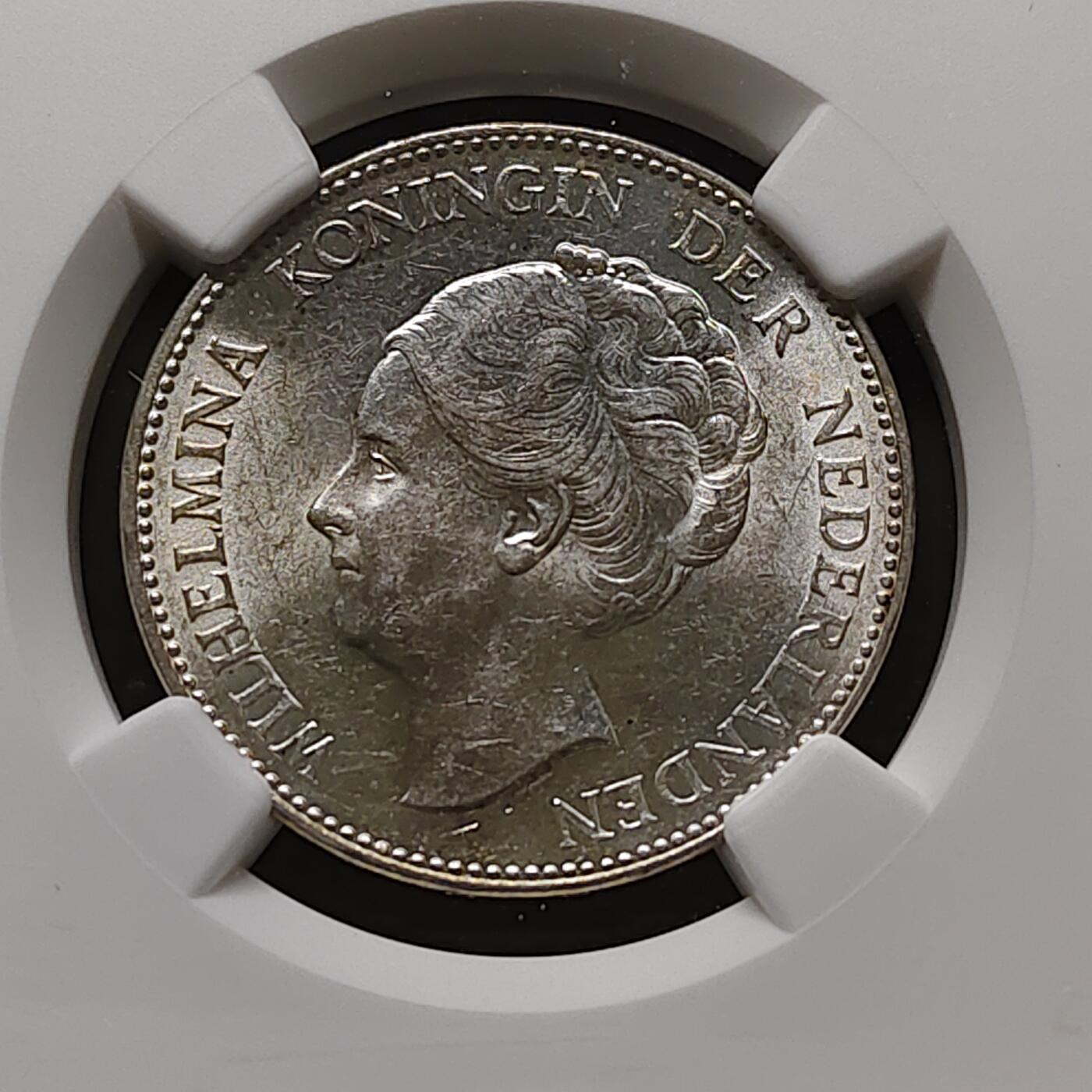 【全场包邮】纯粹捡漏拍481场（免费代拍第18场） 荷兰1939年威廉明娜女王1盾银币-NGC MS61