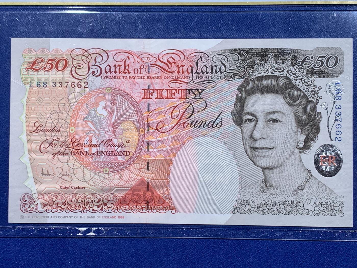 《竞宝斋》第441场 周日，周一，2场连拍 （全场包邮） PCGS 67PPQ 1994年英国E序列 50镑 女王钞