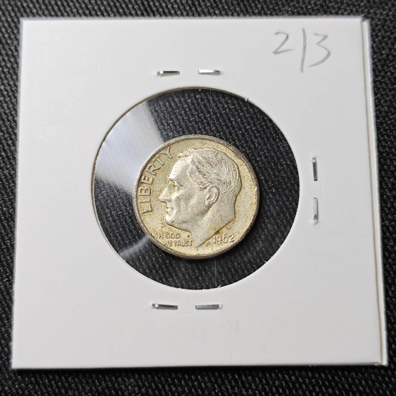 KK钱币收藏小铺 （套币 好品/批量散币 银币）专场  2月预留时间 周末发货   1962美国10分银币